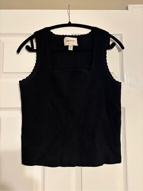 Industry Black Ribbed Square-Neck Tank